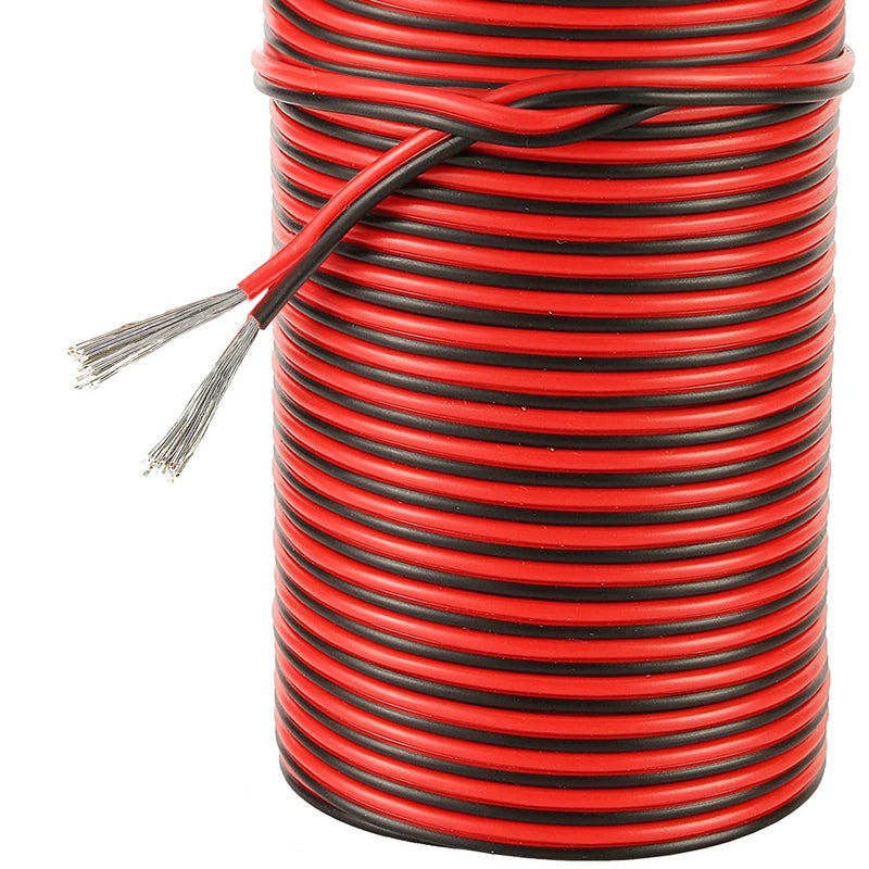 EvZ 20 Gauge 2Pin Extension Wire, EvZ 20AWG 2 Conductor Parallel Electric Cable Cord for Led Strips Single Color 3528 5050, Red Black, 66ft/20M - Image 1